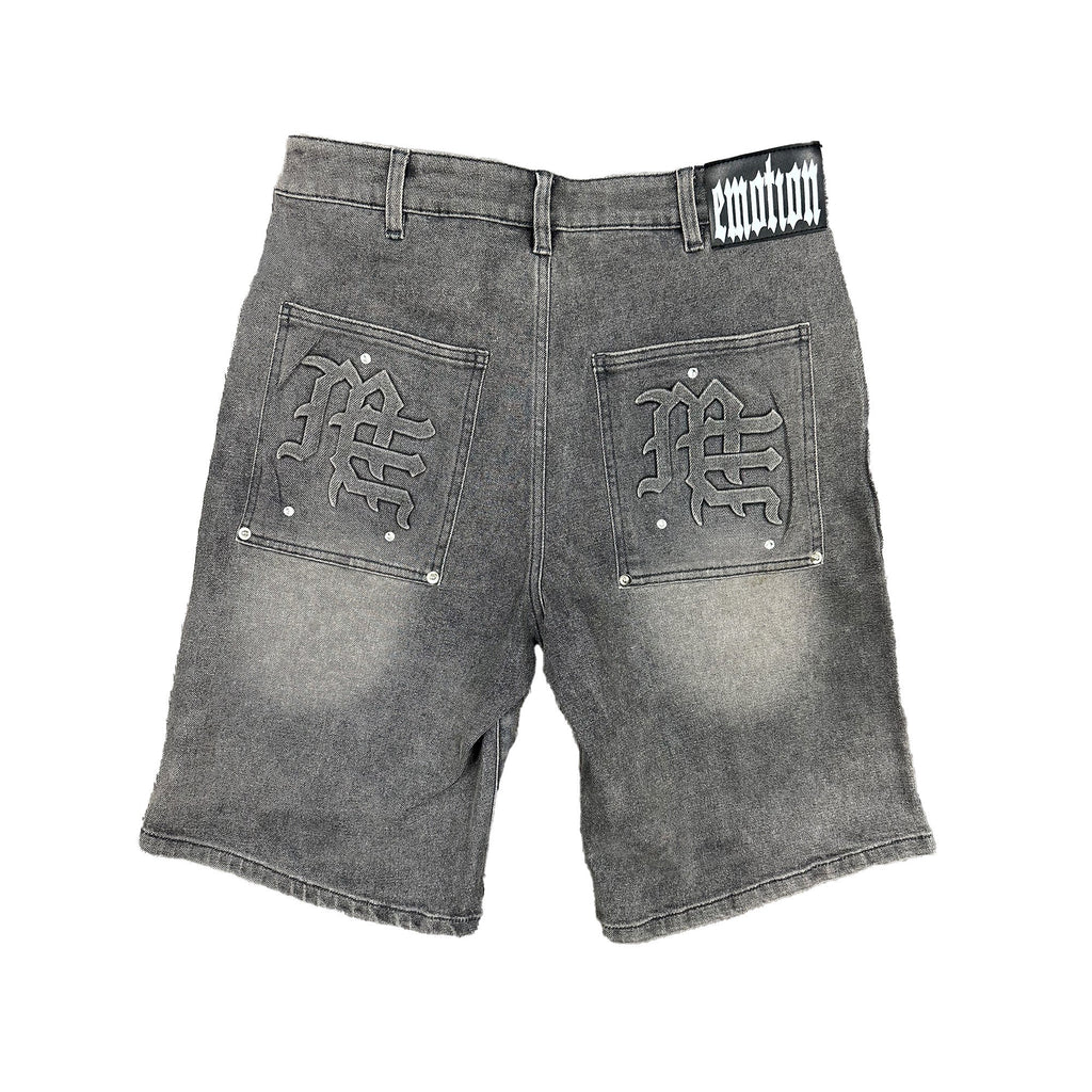 MIXED EMOTION Paisley Rhinestone Denim Jorts