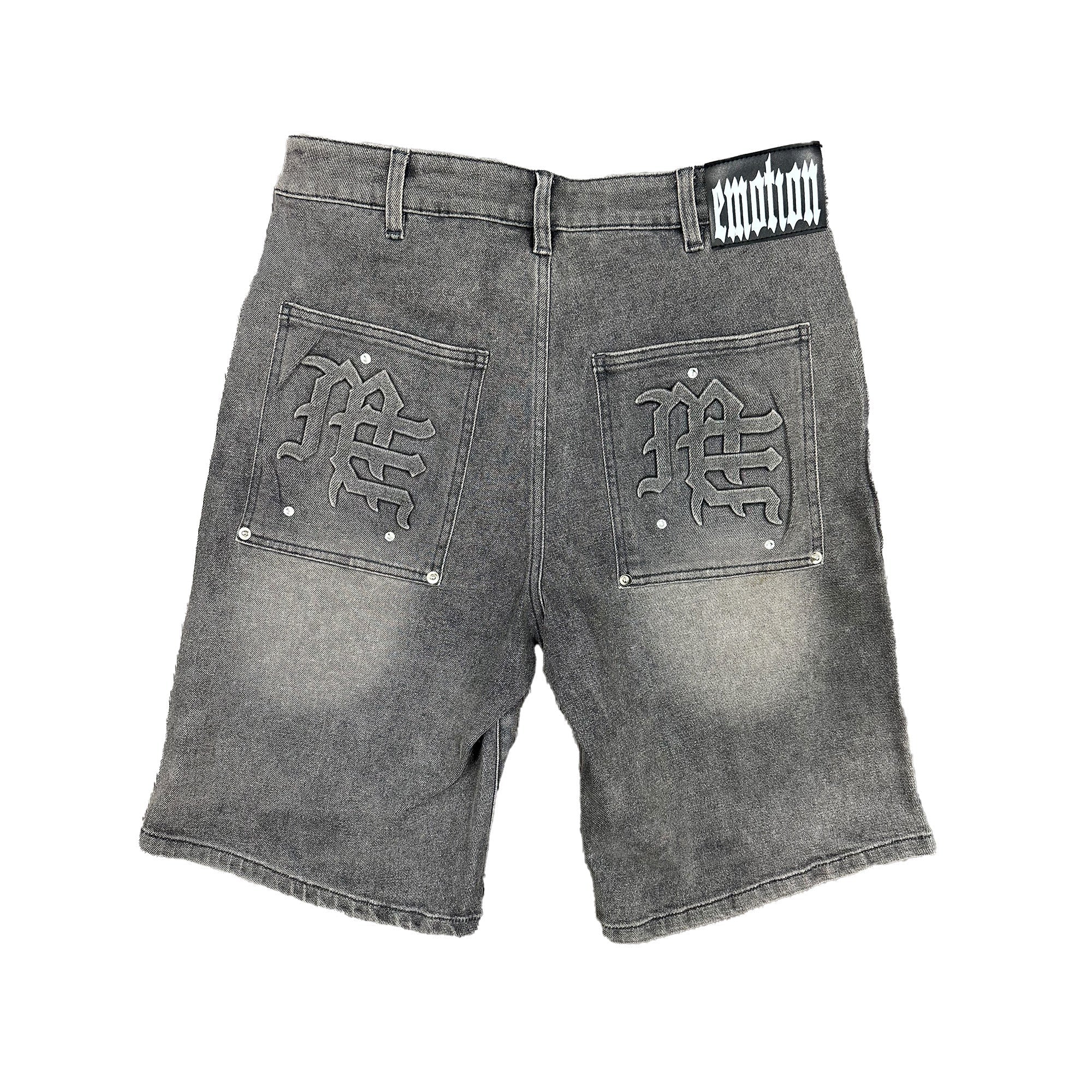 MIXED EMOTION Paisley Rhinestone Denim Jorts