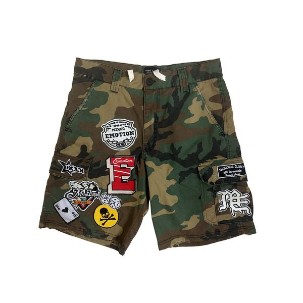 MIXED EMOTION Camo Patch Cargo Shorts