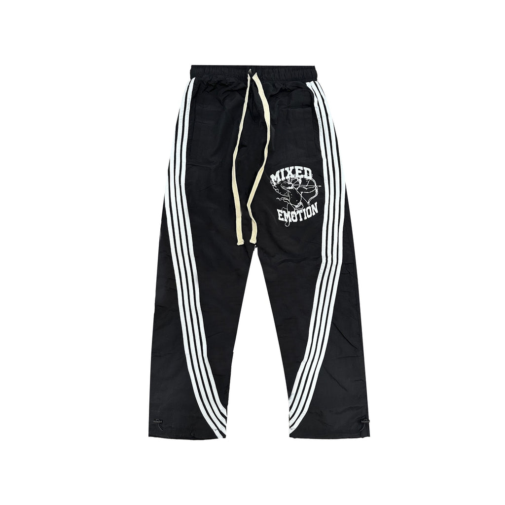 MIXED EMOTION Side‑Stripe Graphic Track Pants