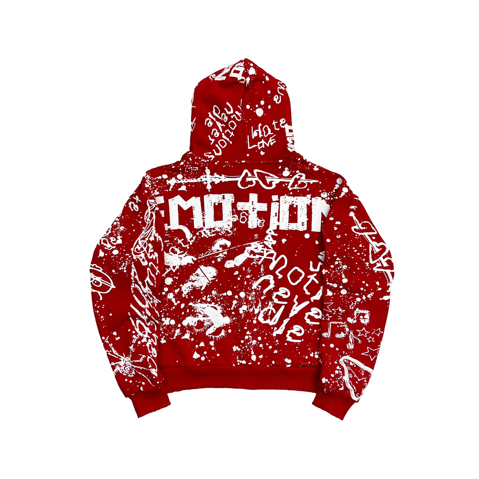 MIXED EMOTION Graffiti Print Zip‑Up Hoodie