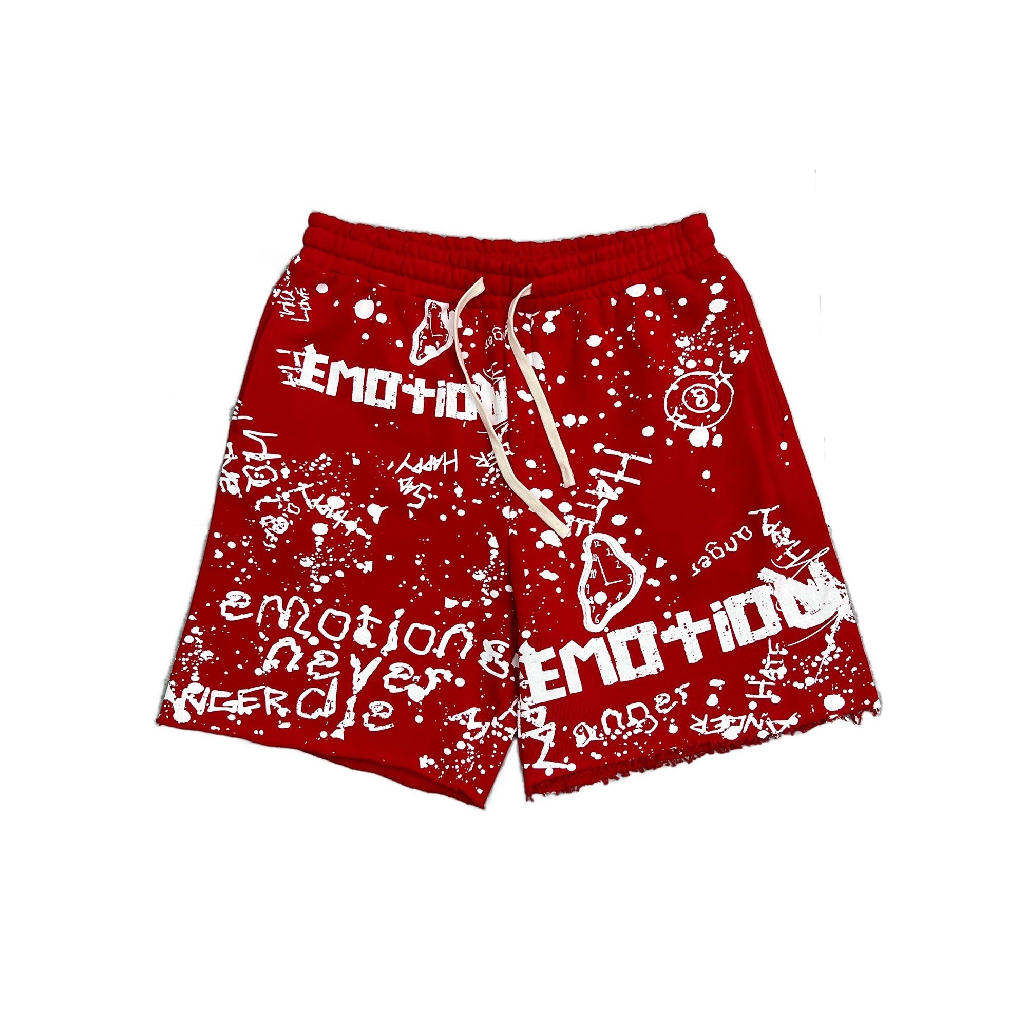 Emotions Never Die Graffiti Print Sweat Shorts