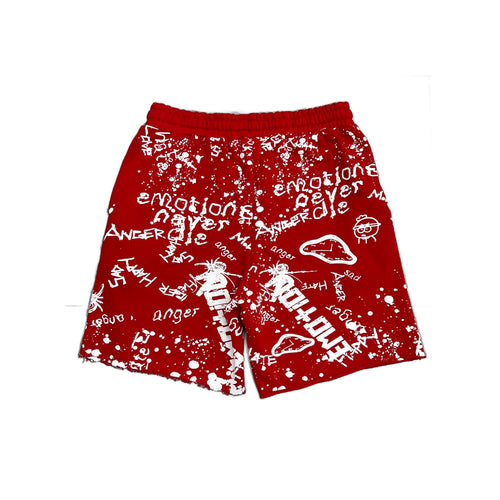 Emotions Never Die Graffiti Print Sweat Shorts