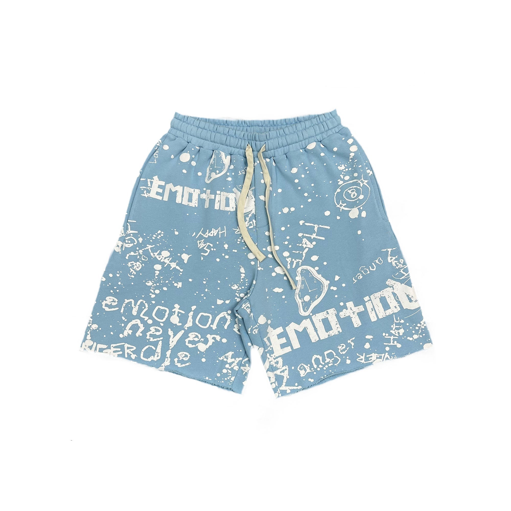 Emotions Never Die Graffiti Print Sweat Shorts