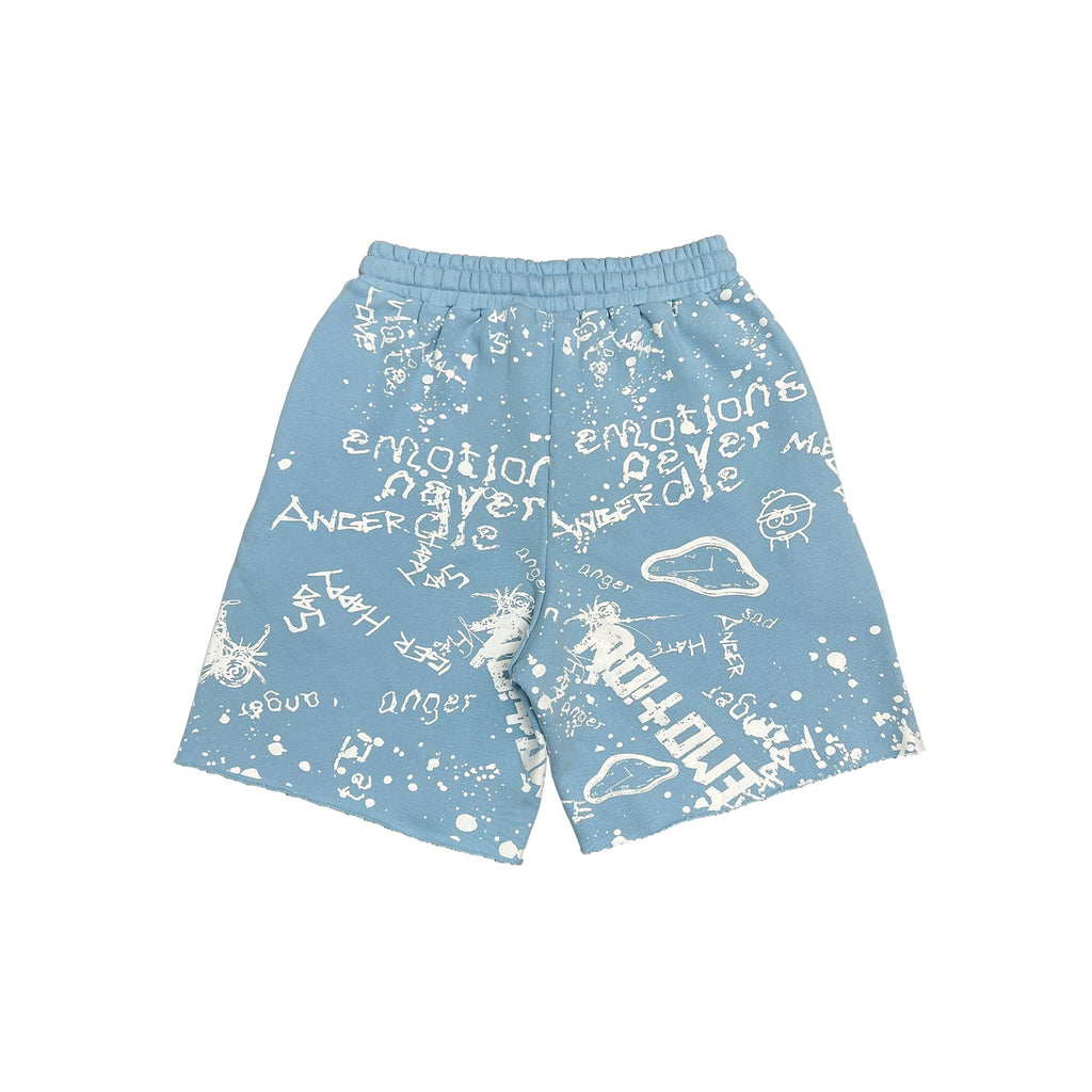 Emotions Never Die Graffiti Print Sweat Shorts