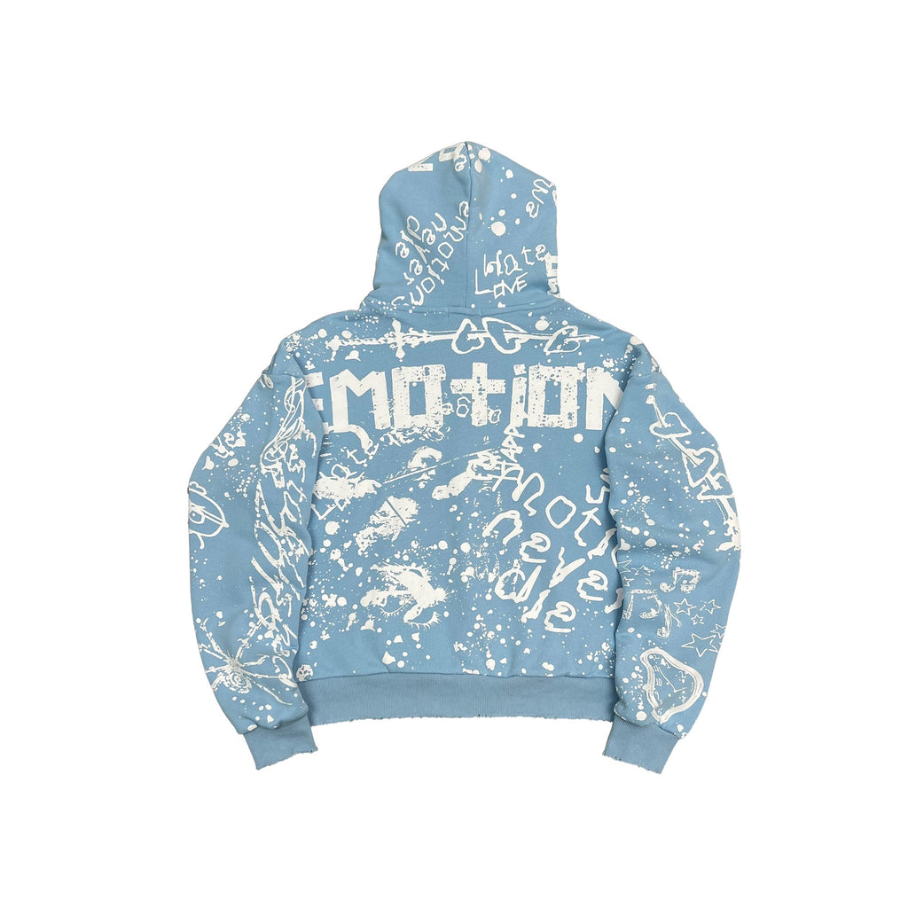 MIXED EMOTION All‑Over Graffiti Zip‑Up Hoodie
