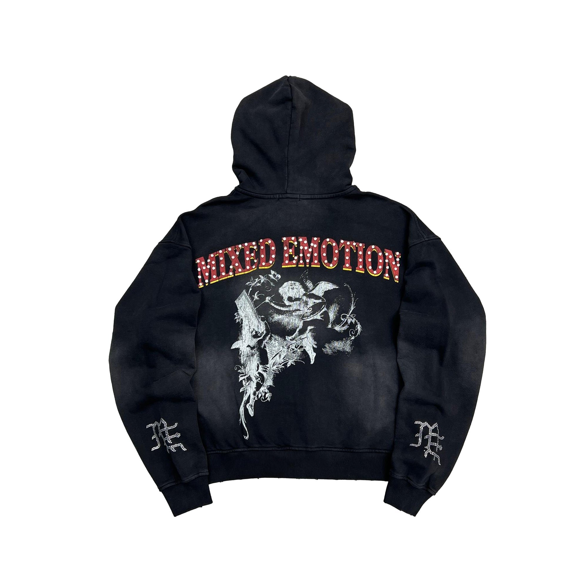 MIXED EMOTION Fallen Beauty Vintage Zip‑Up Hoodie