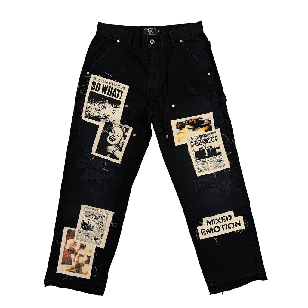 MIXED EMOTION Patchwork Baggy Jeans