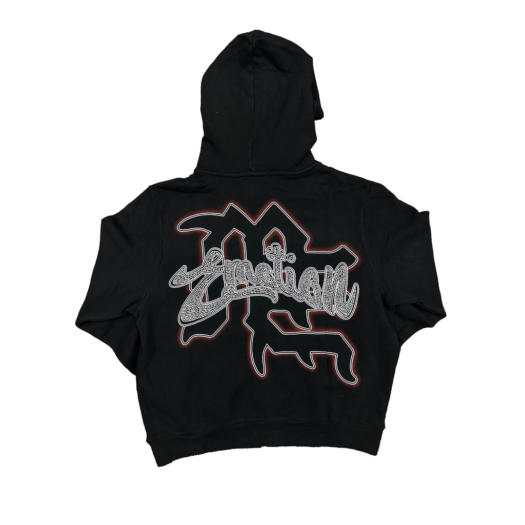 MIXED EMOTION Vintage Angel Rhinestone Zip‑Up Hoodie