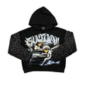 MIXED EMOTION Angel Graphic Rhinestone‑Sleeve Hoodie