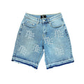 MIXED EMOTION Rhinestone Light Wash Denim Shorts